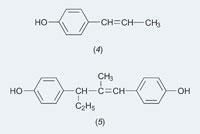 Structures: (4) di-anol, (5) p-propenylphenol