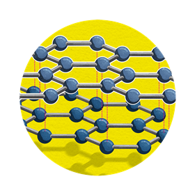 An illustration showing the hexagonal layers of the molecular structure of Graphite