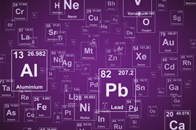 An image of different elements floating on a purple background