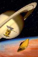 The Huygens' probe enters Titan's atmosphere