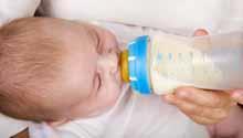 A baby drinking milk