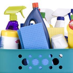 Image of cleaning products in a basket