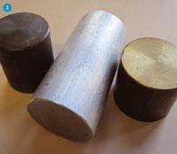 Figure 2 - Iron, aluminium and brass metal ingots