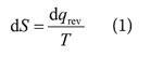 Equation for the definition of entropy in terms of the energy transferred reversibly as heat