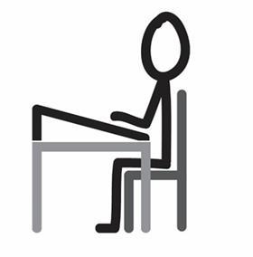 Stick figure at a desk with a writing slope