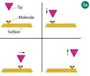 Figure 3(a) - Schematic of atomic/molecular manipulation using STM tip