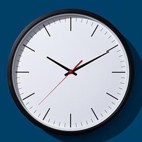 A clock face showing ten past ten