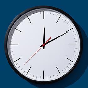 A clock face showing ten past twelve