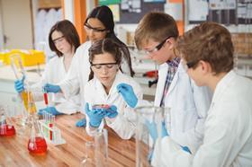 Secondary school children in the laboratory