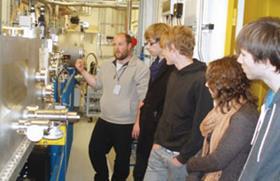 Mark Basham shows pupils from Hartismere High School in Eye part