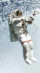 An astronaut in a teflon space suit