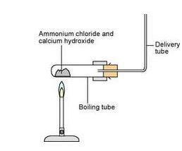 A diagram showing the equipment required for producing ammonia gas
