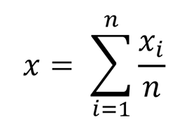 An image illustrating the formula for calculating the mean of a set of values