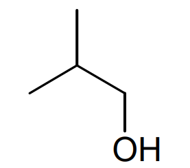 A diagram illustrating the skeletal formula of 2-methylpropan-1-ol