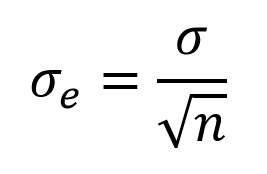 An image illustrating the equation for calculating the standard error of means
