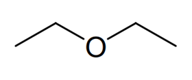 A diagram illustrating the skeletal formula of diethyl ether