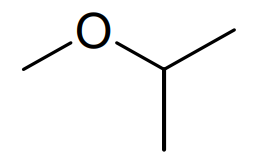 A diagram illustrating the skeletal formula of 2-methoxypropane