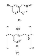 composites based on benzoxazines (structures 5 and 6)