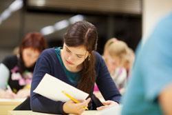 A student taking an exam