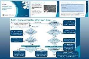 Example slides from this resource showing a decision tree for acid, base or buffer