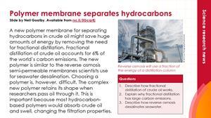 A preview of the EiC Science research news summary slide on Using a polymer membrane to separate hydrocarbons.