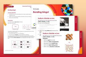 Composite image showing previews of the Bonding bingo resource on a red-orange background