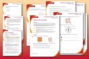 Composite image showing previews of the Developing understandig student worksheet and teacher notes on a red-orange background