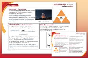 Graduated orange to red background with example of teacher notes and answers