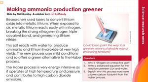 Preview of Making ammonia production greener Science research news summary slide with questions