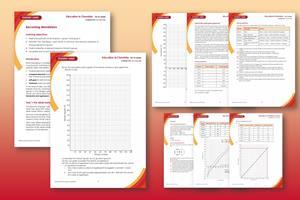 Preview of the Becoming Mendeleev student resource and teacher notes on a red orange background