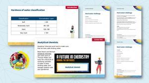 Previews of the Hard water challenge PowerPoint presentation slides, student workbook, teacher and technician notes