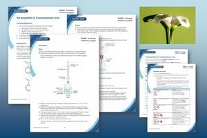 Previews of the alkaline hydrolysis student sheets, teacher and technician notes
