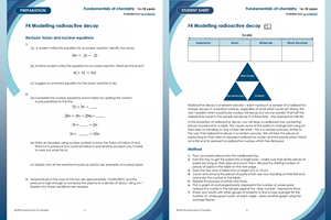 Example pages from the preparation worksheet, student sheet and teacher notes that make up this resource