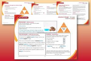 Composite image showing previews of the Johnstone's triangle student worksheet and teacher notes on a red-orange background