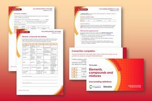 A collection of screenshots showing teacher notes, student sheet and presentation slides