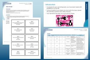 Example pages from resource to show student instructions, clues, teacher notes and PowerPoint