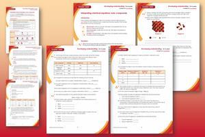 Student and teacher sheets for interpreting ionic equations on orange-red background