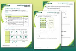 Example pages from the resource including a student worksheet and teacher notes
