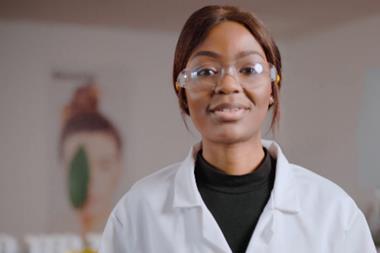 A photograph of a cosmetics technical services chemist