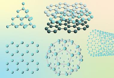 The molecular structures of diamond, graphite, graphene, fullerene and a nanotube