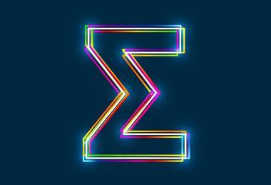 Capital Greek letter sigma, in neon