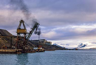 A coal mining facility next to the sea