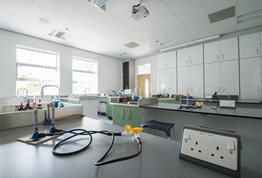 An empty school chemistry laboratory