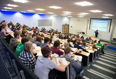 An image showing a UK university lecture theatre