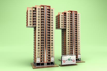A digital illustration of the number 11 as blocks of flats