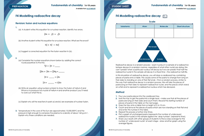 Example pages from the preparation worksheet, student sheet and teacher notes that make up this resource
