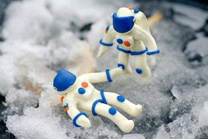 Small plasticine astronauts
