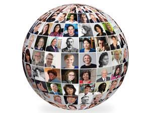 A globe of faces