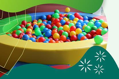 A children's ball pool filled with coloured balls