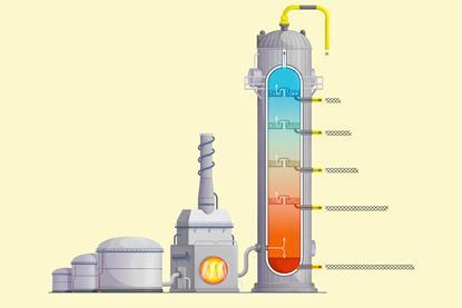 A fractional distillation tower